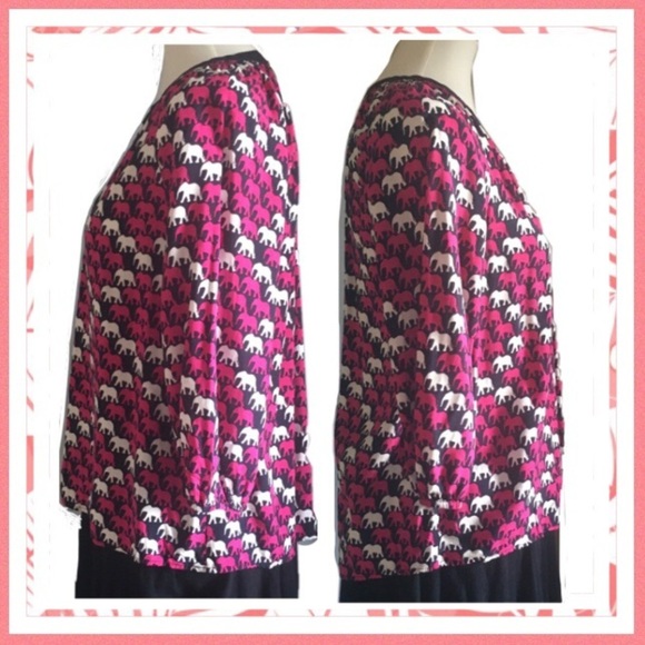 Crown & Ivy Elephant Lightweight Split Neck Top - Picture 4 of 8